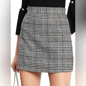Women Black White Plaid High Waist Bodycon Preppy Mini Skirt Fall Large Academia